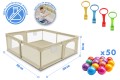 KOJEC DZIECIĘCY 150x180 cm PLAC ZABAW SUCHY BASEN + UCHWYTY I 50 PIŁEK BEŻOWY