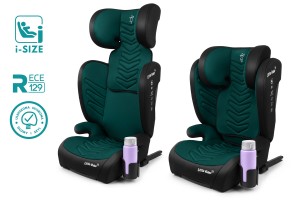 FOTELIK SAMOCHODOWY MODEL LEONARDO CZARNO-ZIELONY PIKOWANY R129 100-150 CM ISOFIX