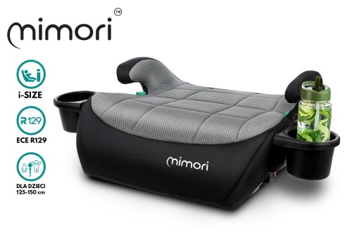 FOTELIK SAMOCHODOWY PODKŁADKA SIEDZISKO MIMORI CZARNO-SREBRNY ISOFIX R129 125-150 CM