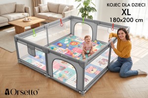  KOJEC DZIECIĘCY XL Z MATĄ PIANKOWĄ 180x200 cm PLAC ZABAW SUCHY BASEN + UCHWYTY I 50 PIŁEK