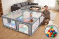 KOJEC DZIECIĘCY XL Z MATĄ PIANKOWĄ 180x200 cm PLAC ZABAW SUCHY BASEN + UCHWYTY I 50 PIŁEK