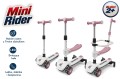 HULAJNOGA TRÓJKOŁOWA BALANSOWA Z SIEDZISKIEM BARIERKĄ I PCHACZEM MINI RIDER 5W1 RÓŻOWA
