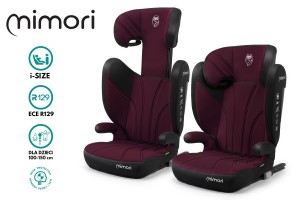 FOTELIK SAMOCHODOWY MIMORI CZARNO-BORDOWY ISOFIX R129 100-150 CM iSIZE