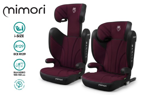 FOTELIK SAMOCHODOWY PODSTAWKA MIMORI CZARNO-BORDOWY ISOFIX R129 100-150 CM