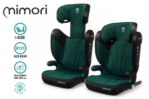 FOTELIK SAMOCHODOWY MIMORI CZARNO-ZIELONY ISOFIX R129 100-150 CM iSIZE