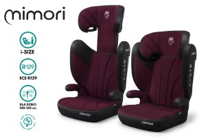 FOTELIK SAMOCHODOWY MIMORI CZARNO-BORDOWY R129 100-150 CM iSIZE