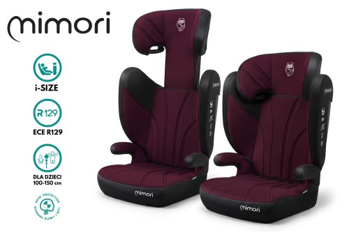 FOTELIK SAMOCHODOWY MIMORI CZARNO-BORDOWY R129 100-150 CM iSIZE