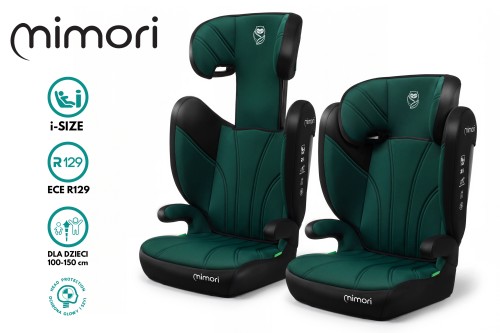 FOTELIK SAMOCHODOWY MIMORI CZARNO-ZIELONY R129 100-150 CM iSIZE