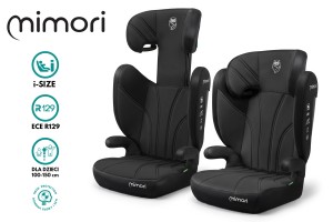 FOTELIK SAMOCHODOWY MIMORI CZARNO-SZARY R129 100-150 CM iSIZE