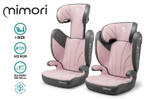 FOTELIK SAMOCHODOWY MIMORI SZARO-RÓŻOWY R129 100-150 CM iSIZE