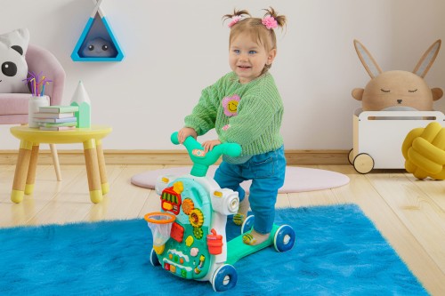 ROWER PCHACZ KONIK BUJANY HULAJNOGA JEŹDZIK STOLIK EDUKACYJNY 5W1 ZIELONY