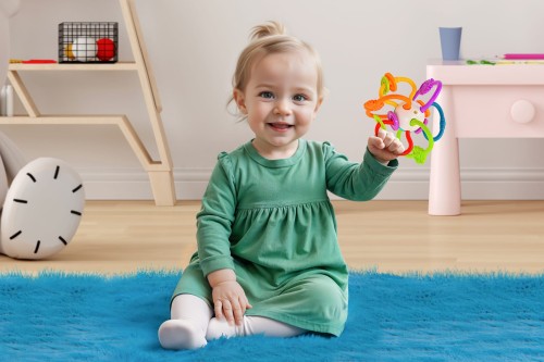 GRZECHOTKA GRYZAK 2W1 ZABAWKA SENSORYCZNA SPIRALA KULA