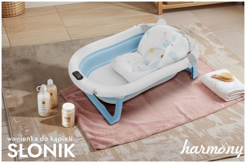 WANIENKA DZIECIĘCA Z TERMOMETREM HARMONY NIEBIESKA + PODUSZKI SŁONIKI