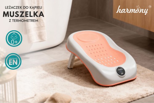 LEŻACZEK KĄPIELOWY MUSZELKA Z TERMOMETREM HARMONY RÓŻOWY