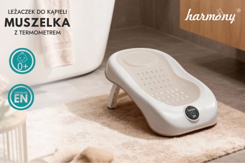 LEŻACZEK KĄPIELOWY MUSZELKA Z TERMOMETREM HARMONY BEŻOWY