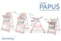 DZIECIĘCE KRZESEŁKO DO KARMIENIA PAPUŚ POCHYLNE 5W1 RÓŻOWE