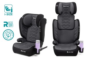 FOTELIK SAMOCHODOWY MODEL VINCENT SZARO-CZARNY PIKOWANY R129 100-150 CM ISOFIX + GRATIS