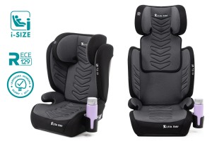 FOTELIK SAMOCHODOWY MODEL VINCENT SZARO-CZARNY PIKOWANY R129 100-150 CM