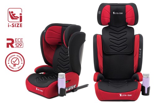 FOTELIK SAMOCHODOWY MODEL MARCO CZARNO-CZERWONY PIKOWANY R129 100-150 CM ISOFIX + GRATIS