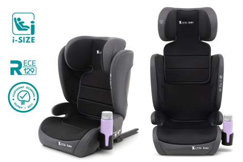FOTELIK SAMOCHODOWY MODEL HUGO CZARNO-SZARY R129 100-150 CM ISOFIX + GRATIS