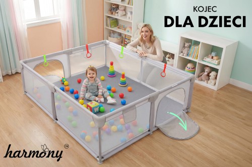 KOJEC DZIECIĘCY XXL DUŻY 180x200 cm PLAC ZABAW SUCHY BASEN + UCHWYTY I 50 PIŁEK