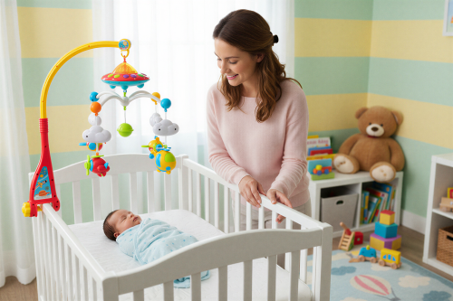 KARUZELA DO ŁÓŻECZKA NAD ŁÓŻECZKO MUZYKA Z PILOTEM