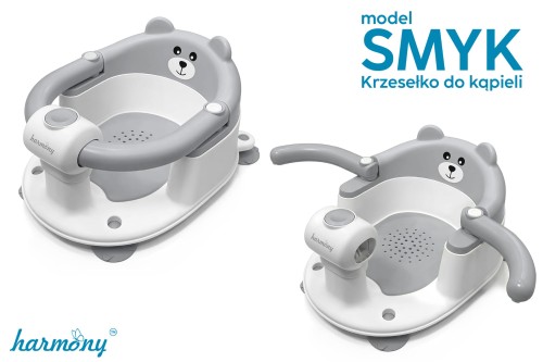 STABILNE SIEDZISKO DO KĄPIELI DLA NIEMOWLĄT HARMONY SZARE