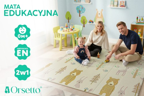 MATA PIANKOWA EDUKACYJNA SKŁADANA DLA DZIECI DUŻA MISIE BALONY 180x200