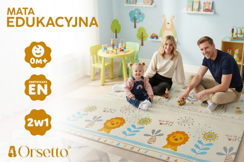 MATA PIANKOWA EDUKACYJNA SKŁADANA DLA DZIECI DUŻA LEWKI DROGA 180x200