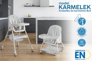 DZIECIĘCE KRZESEŁKO DO KARMIENIA KARMELEK 4W1 SZARE