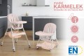 DZIECIĘCE KRZESEŁKO DO KARMIENIA KARMELEK 4W1 RÓŻOWE