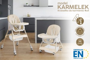 DZIECIĘCE KRZESEŁKO DO KARMIENIA KARMELEK 4W1 BEŻOWE