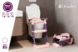 NAKŁADKA NA SEDES Z DRABINKĄ NOCNIK DLA DZIECI 3w1 ORSETTO RÓŻOWY