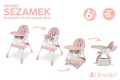 KRZESEŁKO DO KARMIENIA BUJACZEK SEZAMEK 6W1 RÓŻOWE