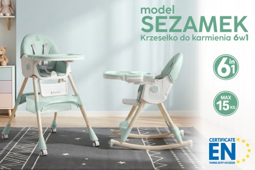 KRZESEŁKO DO KARMIENIA BUJACZEK SEZAMEK 6W1 ZIELONE