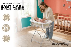 SKŁADANA WANIENKA BABY CARE ZE STOJAKIEM I LEŻACZKIEM HARMONY BEŻOWA DUŻA