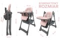 DZIECIĘCE KRZESEŁKO DO KARMIENIA ARCADIA POCHYLNE 5W1 ANTRACYTOWO RÓŻOWE