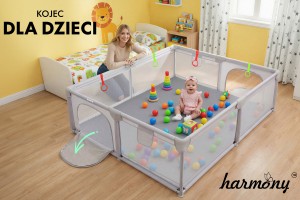 KOJEC DZIECIĘCY 140x200 cm PLAC ZABAW SUCHY BASEN + UCHWYTY I 50 PIŁEK