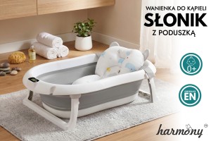 WANIENKA DZIECIĘCA Z TERMOMETREM HARMONY SZARA + PODUSZKI SŁONIKI