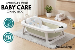 WANIENKA DZIECIĘCA BABY CARE Z TERMOMETREM HARMONY BEŻOWA + PODUSZKI SŁONIKI