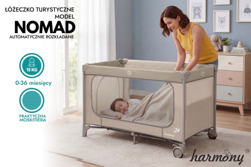 ŁÓŻECZKO TURYSTYCZNE NOMAD HARMONY AUTOMATYCZNIE SKŁADANE BEŻOWE