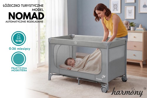 ŁÓŻECZKO TURYSTYCZNE NOMAD HARMONY AUTOMATYCZNIE SKŁADANE SZARE